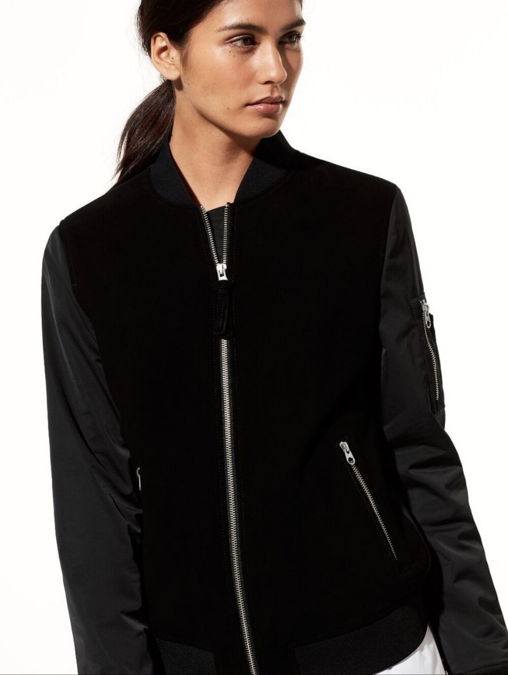 Mackage Vimka Suede Bomber Jacket In Black